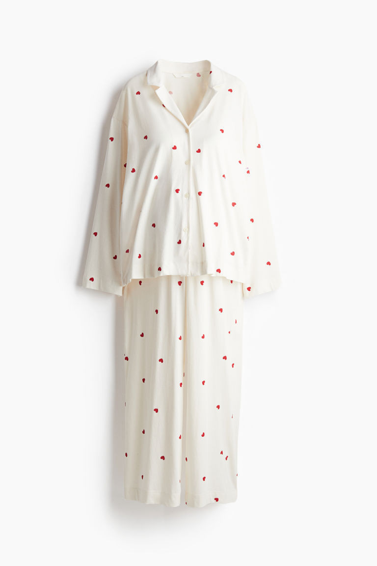 MAMA Before & After Cotton pyjamas - White/Patterned - Ladies | H&M GB | H&M (UK, MY, IN, SG, PH, TW, HK)