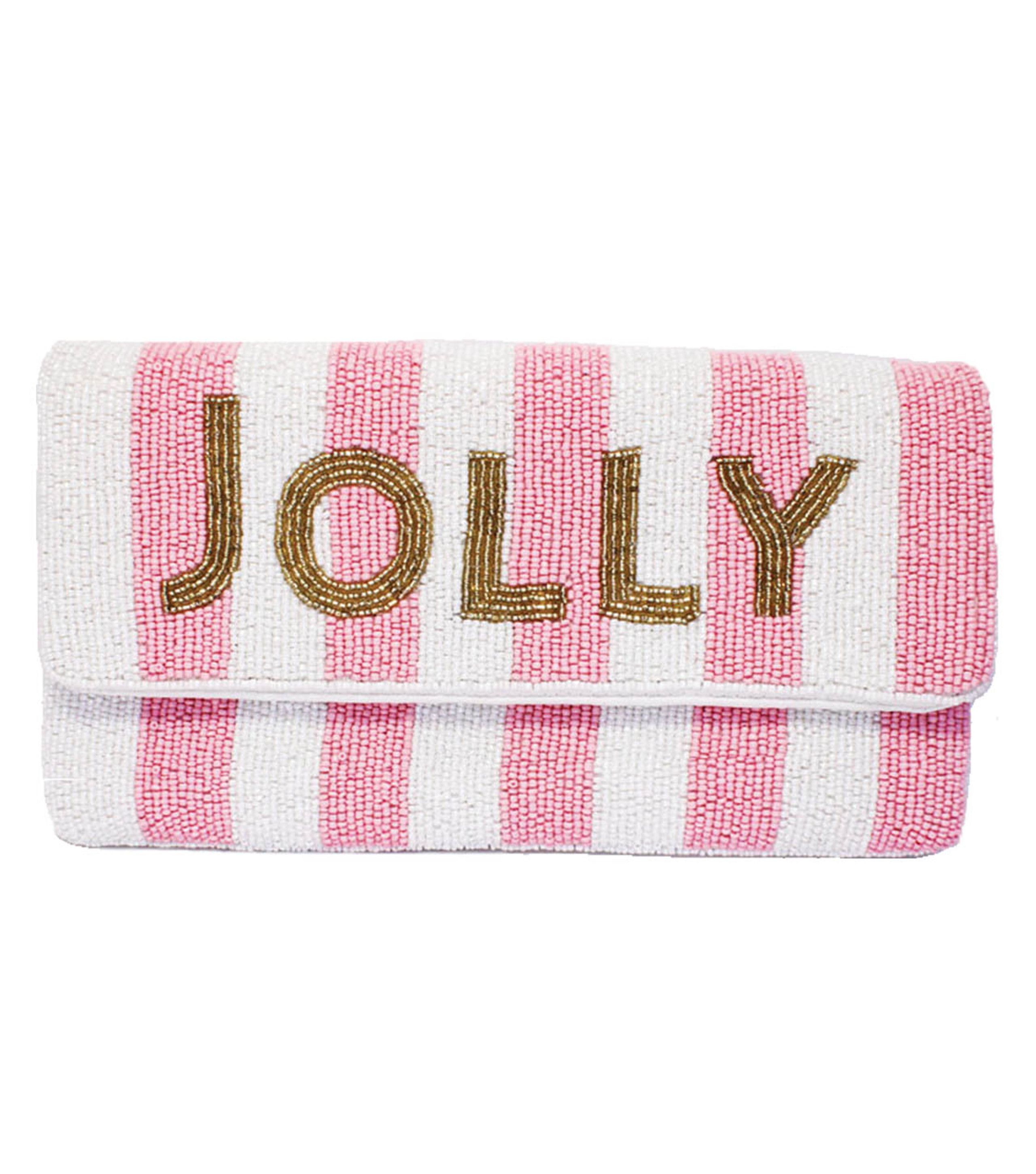 Light Pink and White Striped Jolly  - Beaded Clutch | Lisi Lerch Inc
