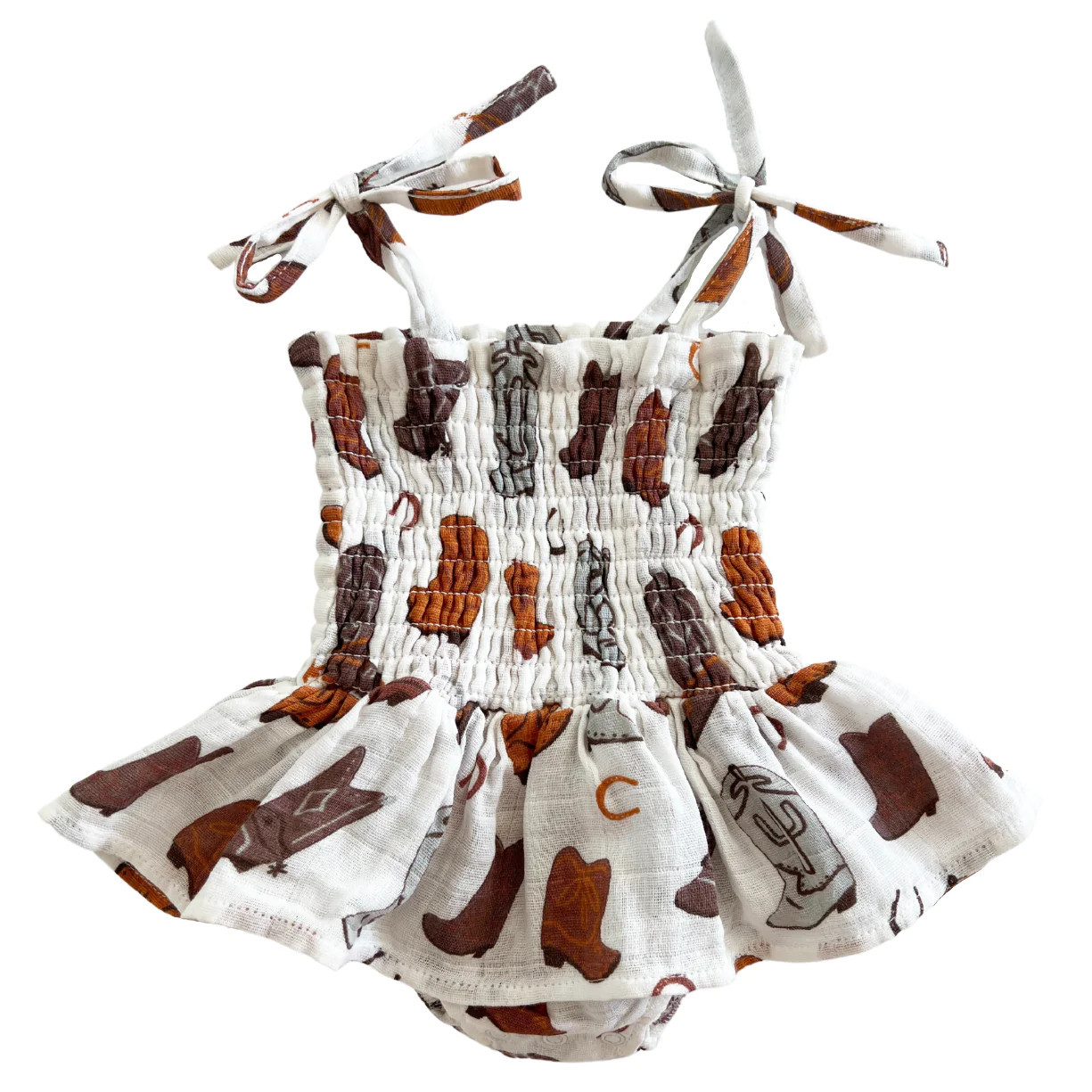 Muslin Smocked Bubble w/ Skirt, Cowboy Boots | SpearmintLOVE