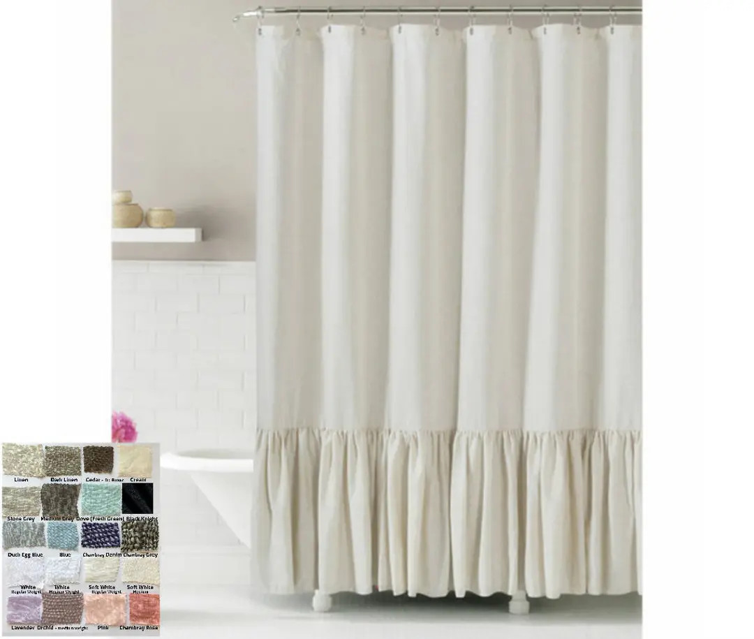 Linen Shower Curtain With Mermaid Long Ruffles, Make Your Bathroom Look Appealing! Custom Shower ... | Etsy (US)