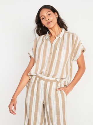 Short-Sleeve Striped Shirt for Women | Old Navy (US)