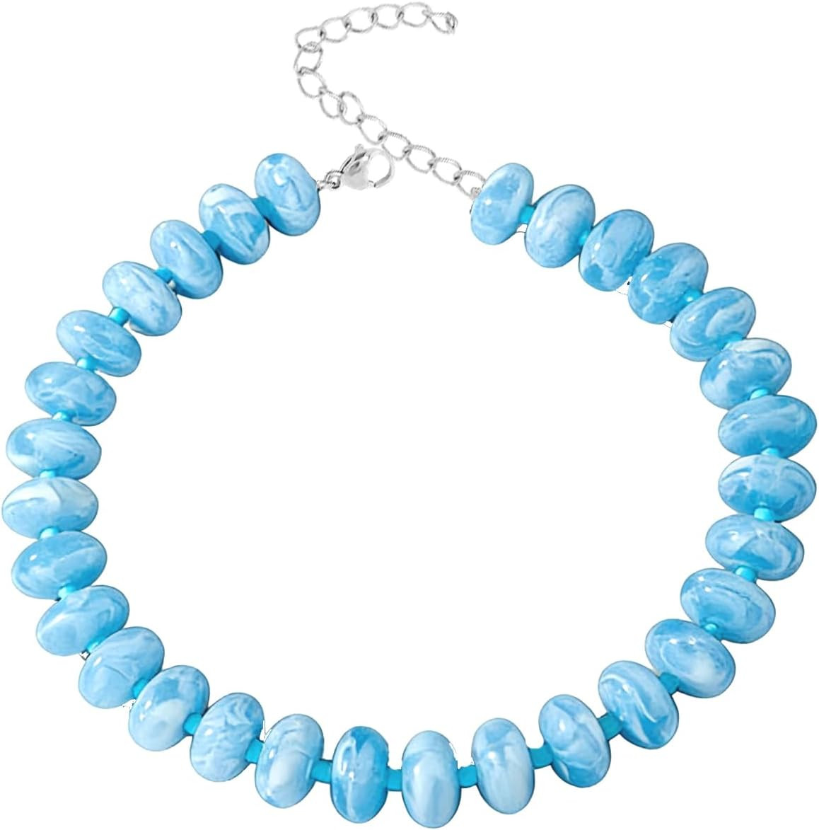 Colorful Chunky Beaded Necklace for Women Modern Resin Large Beads Choker Necklaces Boho Minimalistic Statement Necklace Trendy Thick Beaded Necklaces Summer Beach Jewelry Accessories | Amazon (US)