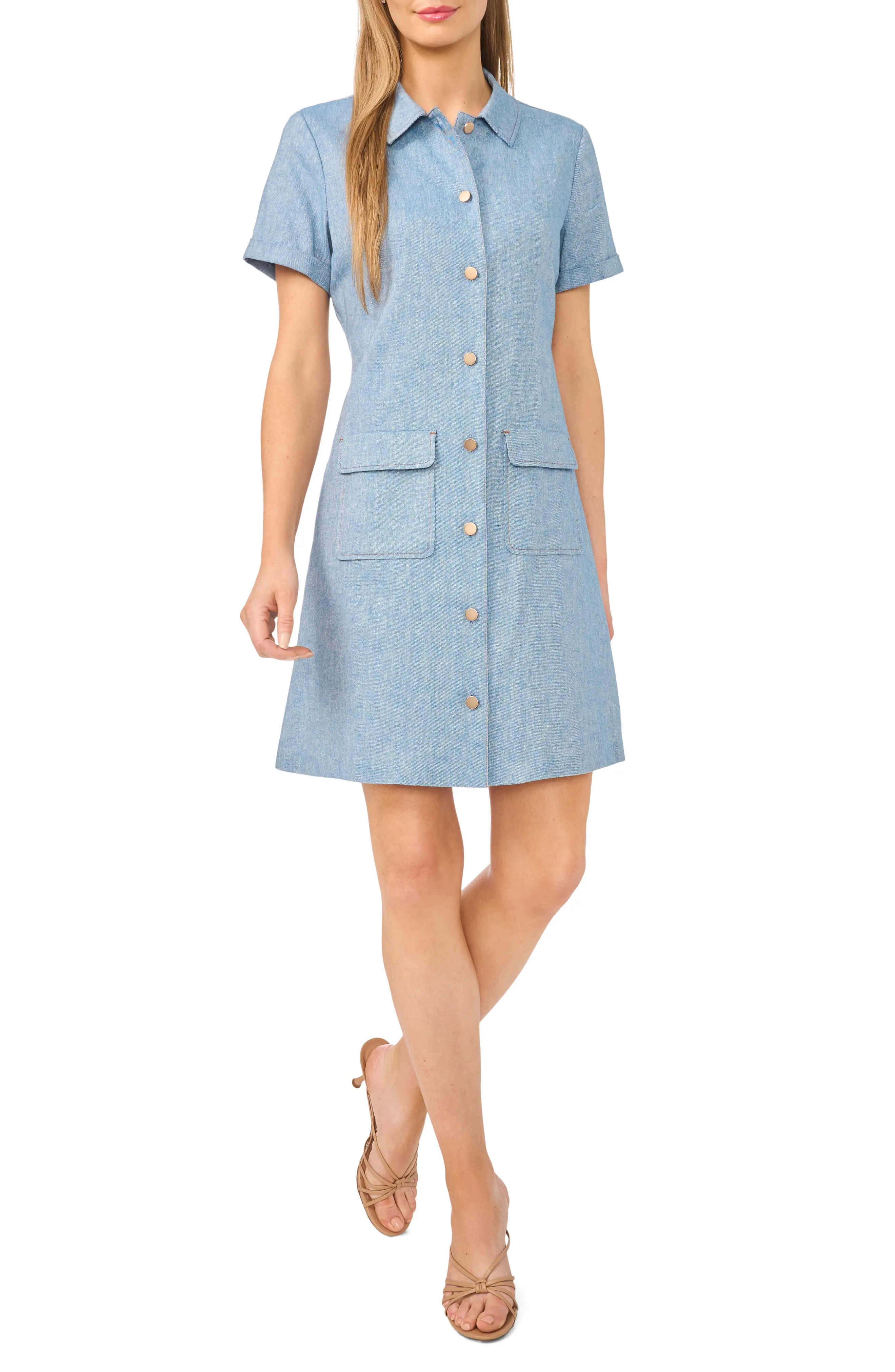 Chambray Cotton & Linen Blend Shirtdress (Women) | Nordstrom | Nordstrom