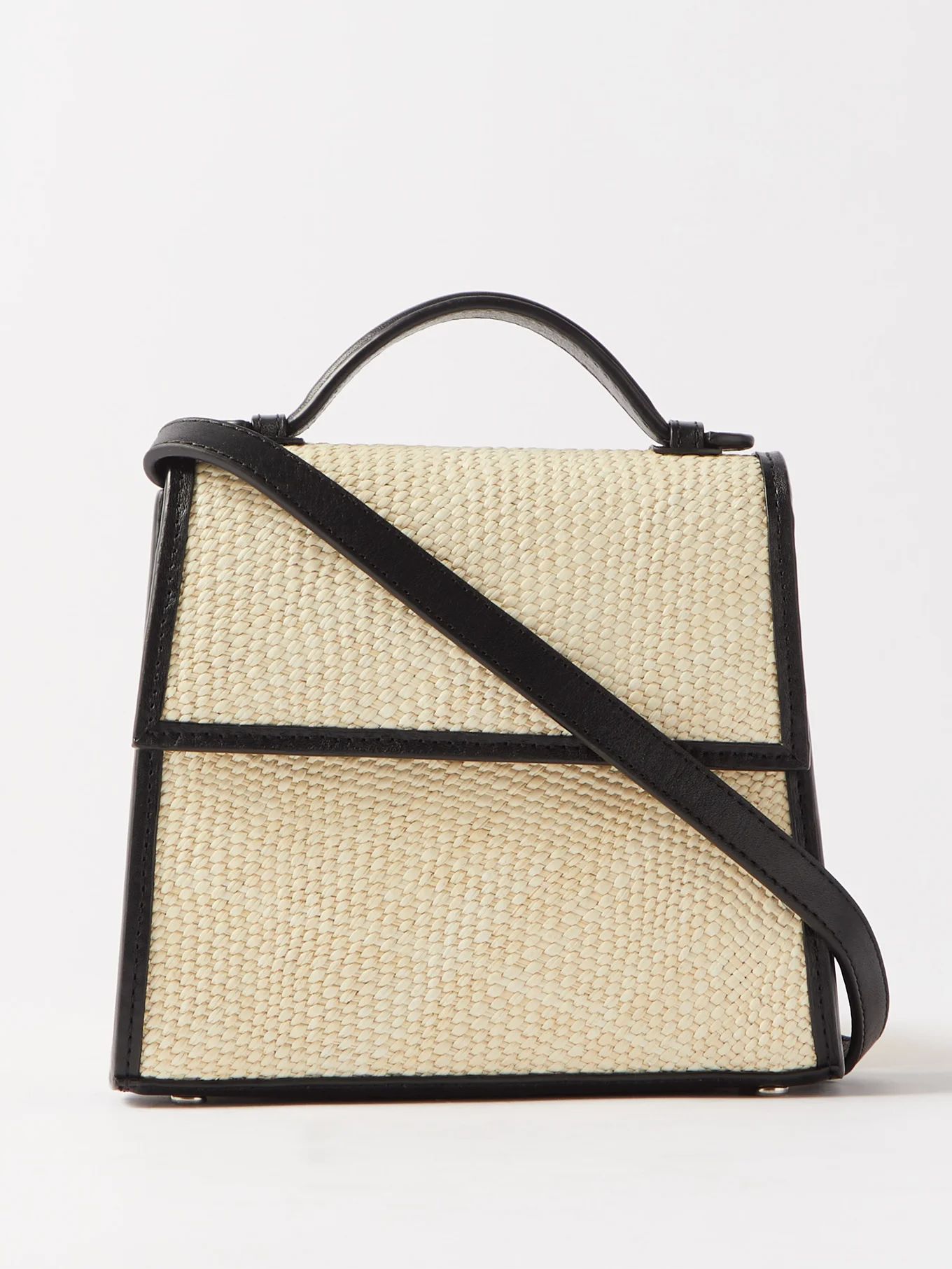Small leather-trim woven-Iraca handbag | Matches (US)