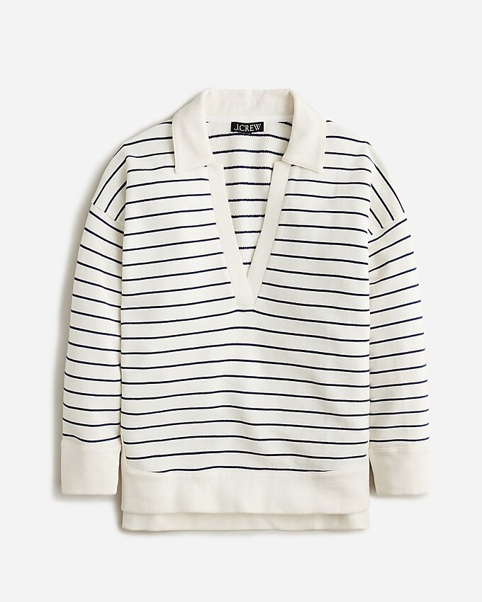 University terry V-neck polo shirt in stripe | J. Crew US