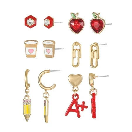 Packed Party Goldtone Teacher s Pet Earring Set Female 6 Pairs | Walmart (US)