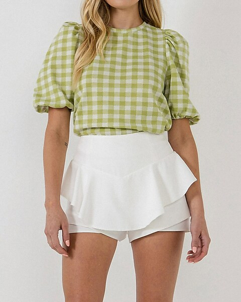 English Factory Knit Gingham Top | Express