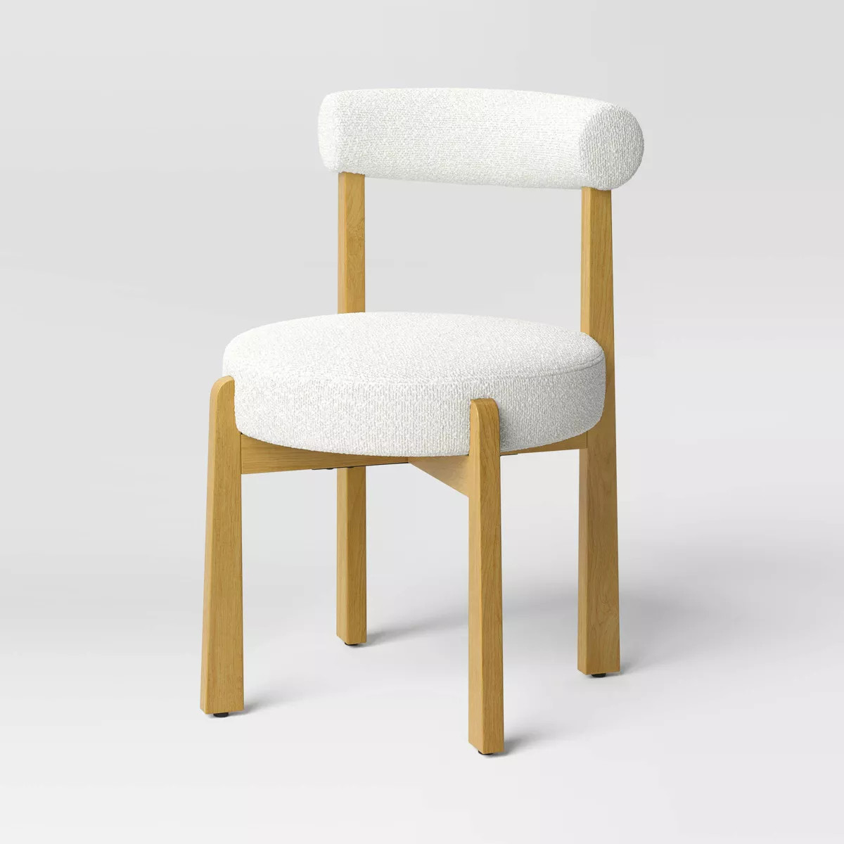 Sculptural Upholstered and Wood Dining Chair Cream Boucle - Threshold™ | Target