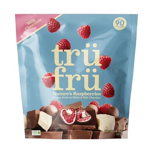 Tru Fru Nature's Raspberries Hyper-Chilled in White & Milk Chocolate, 8 Ounce Bag | Amazon (US)