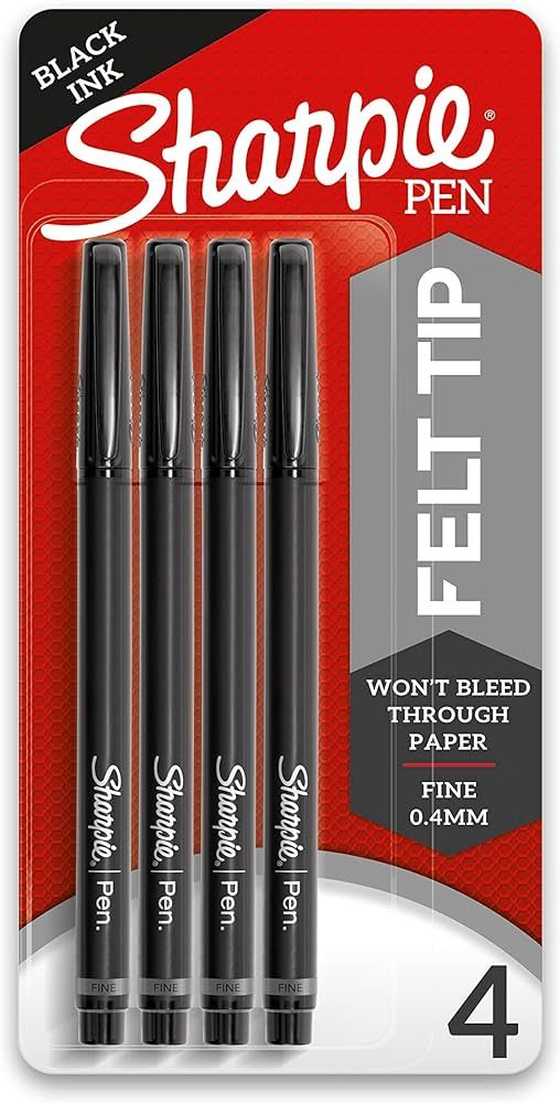 SHARPIE Felt Tip Pens, Fine Point (0.4mm), Black, 4 Count | Amazon (US)