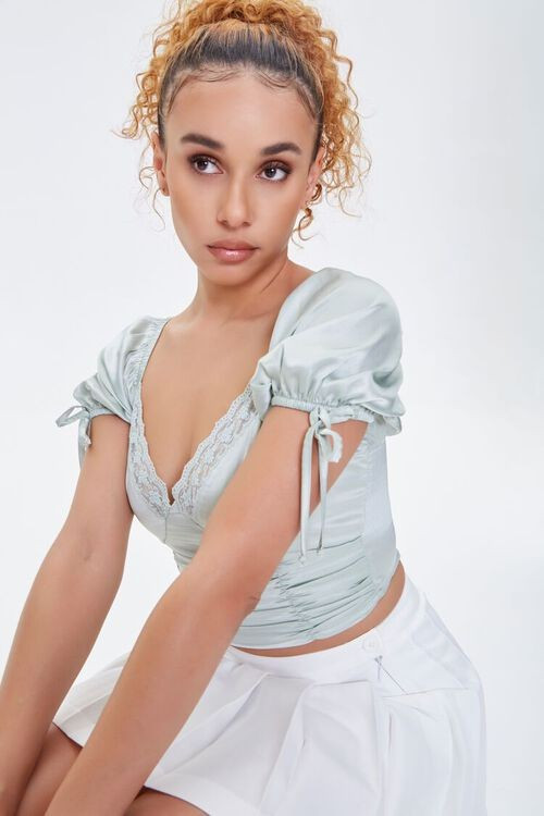 Satin Lace-Trim Crop Top | Forever 21 (US)