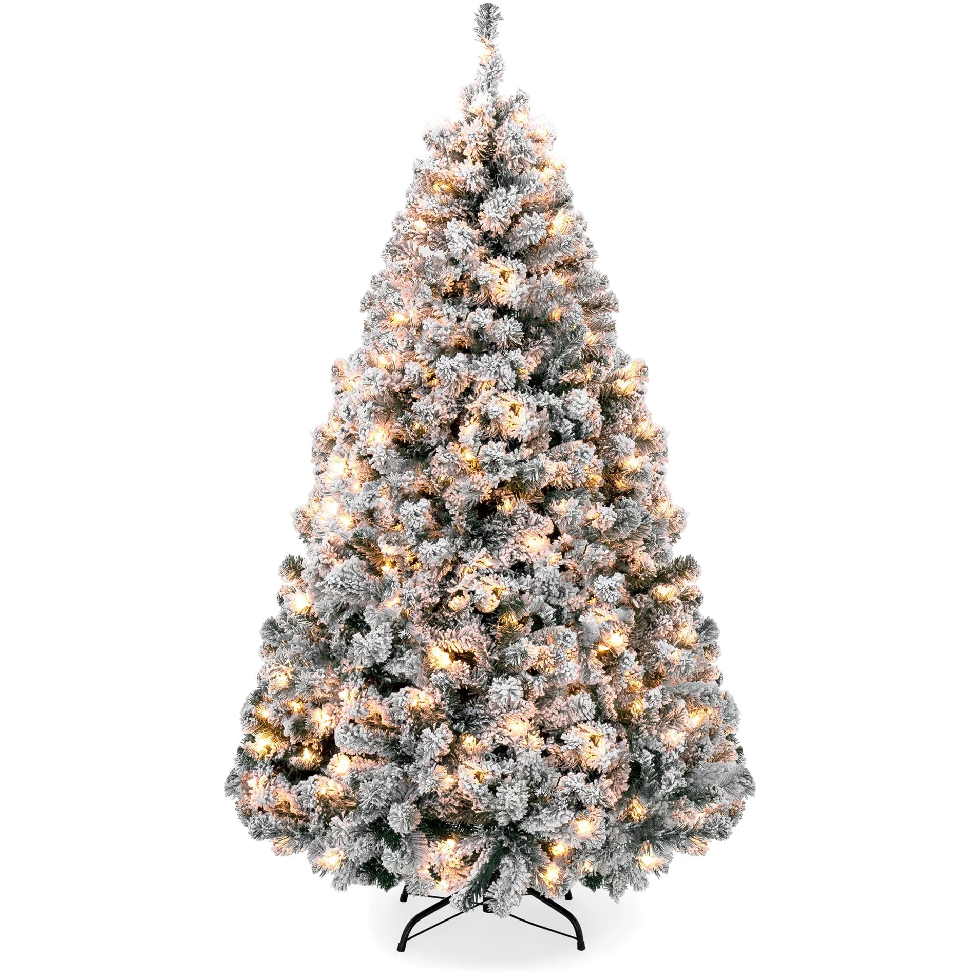 Best Choice Products Clear Prelit Incandescent Green Pine Christmas Tree, with Snow Flocked Branc... | Walmart (US)