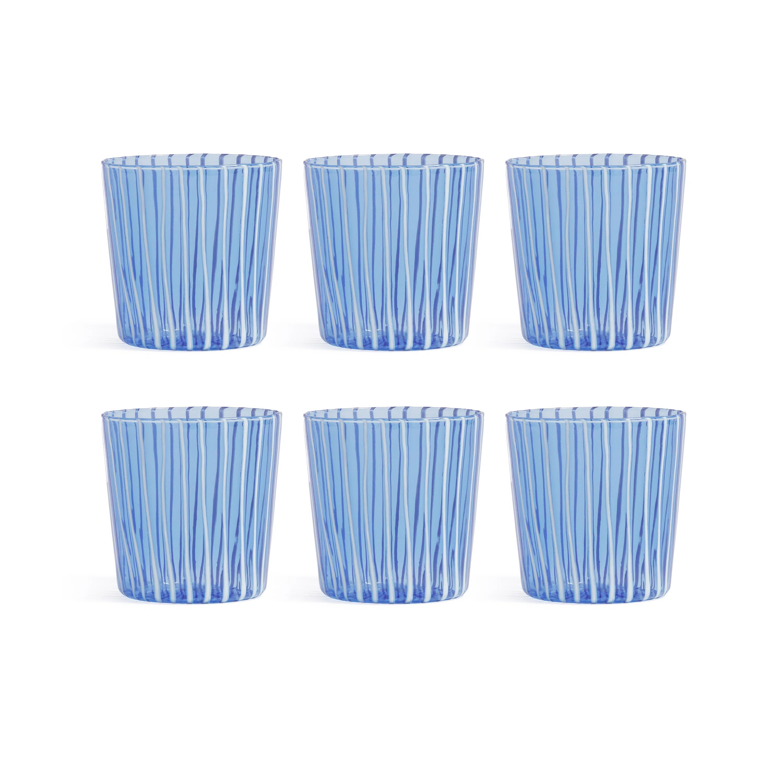 Marina White Stripe Glass Tumblers, Set of 6 (Set of 6) | Wayfair North America