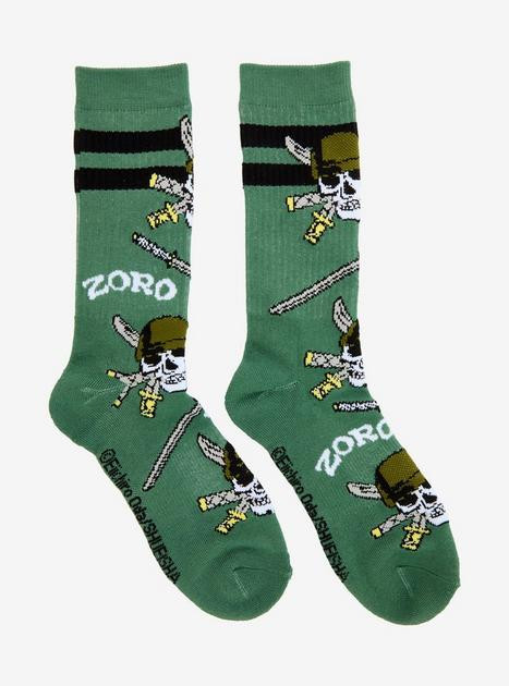 One Piece Zoro Jolly Roger Allover Print Crew Socks - BoxLunch Exclusive | BoxLunch | BoxLunch