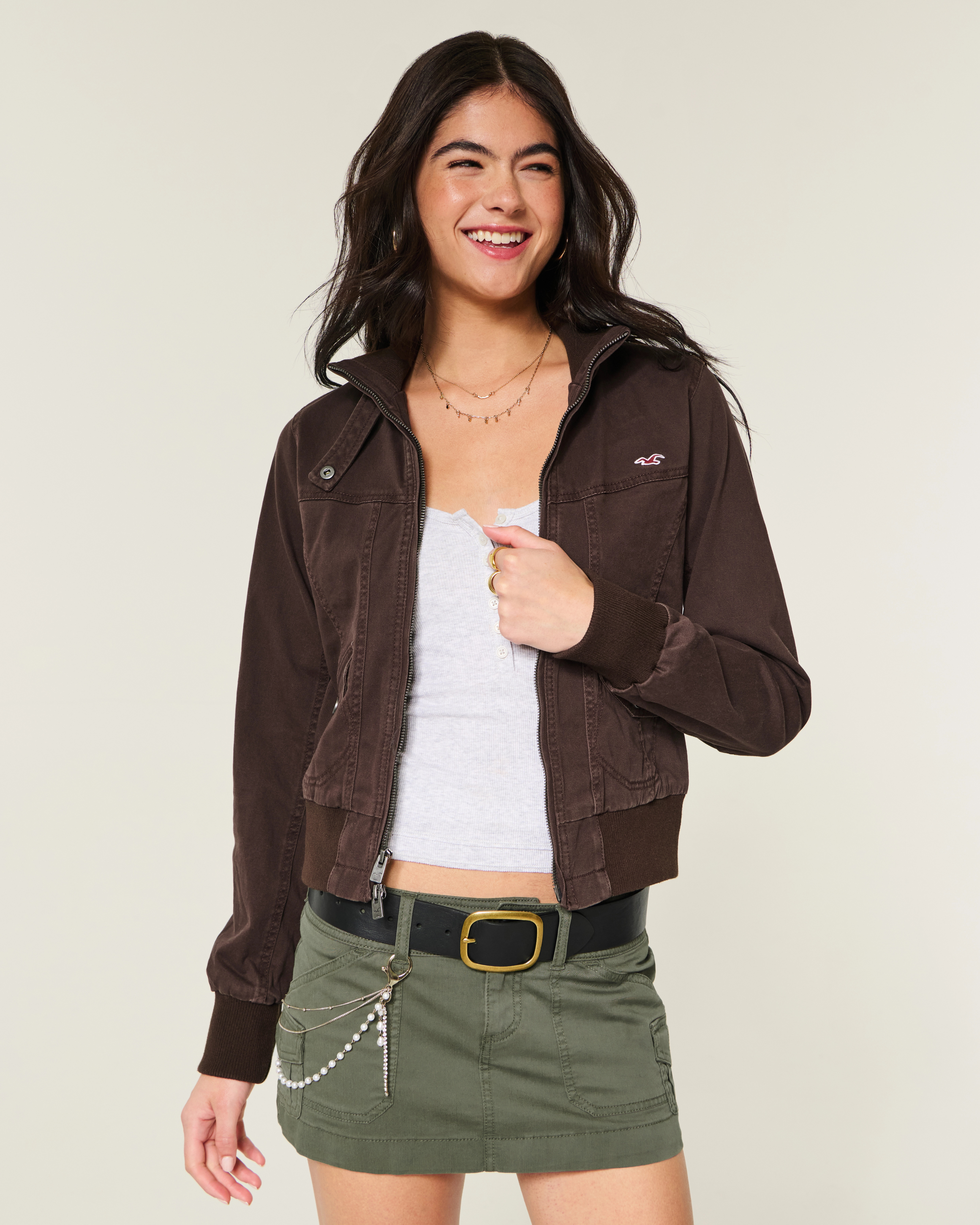 Zip-Up Twill Jacket | Hollister (US)