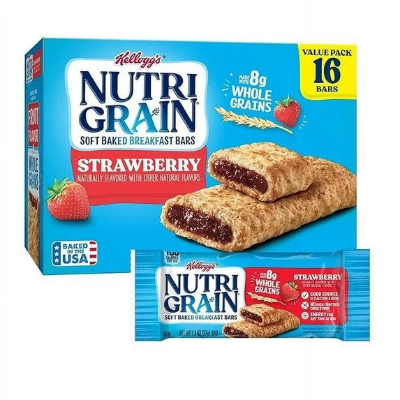 Nutri-Grain Soft Baked Breakfast Bars, Made with Whole Grains, Kids Snacks, Value Pack, Strawberr... | Walmart (US)