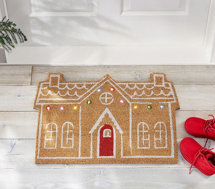 Light-Up House Christmas Doormat | Pottery Barn Kids