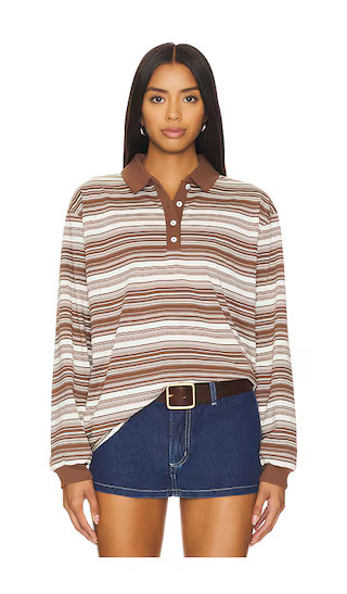 Lena Top in Brown & Ivory Stripe | Revolve Clothing (Global)