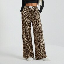 Women's Wide-Leg Street Pants In Leopard Print Woven | SHEIN