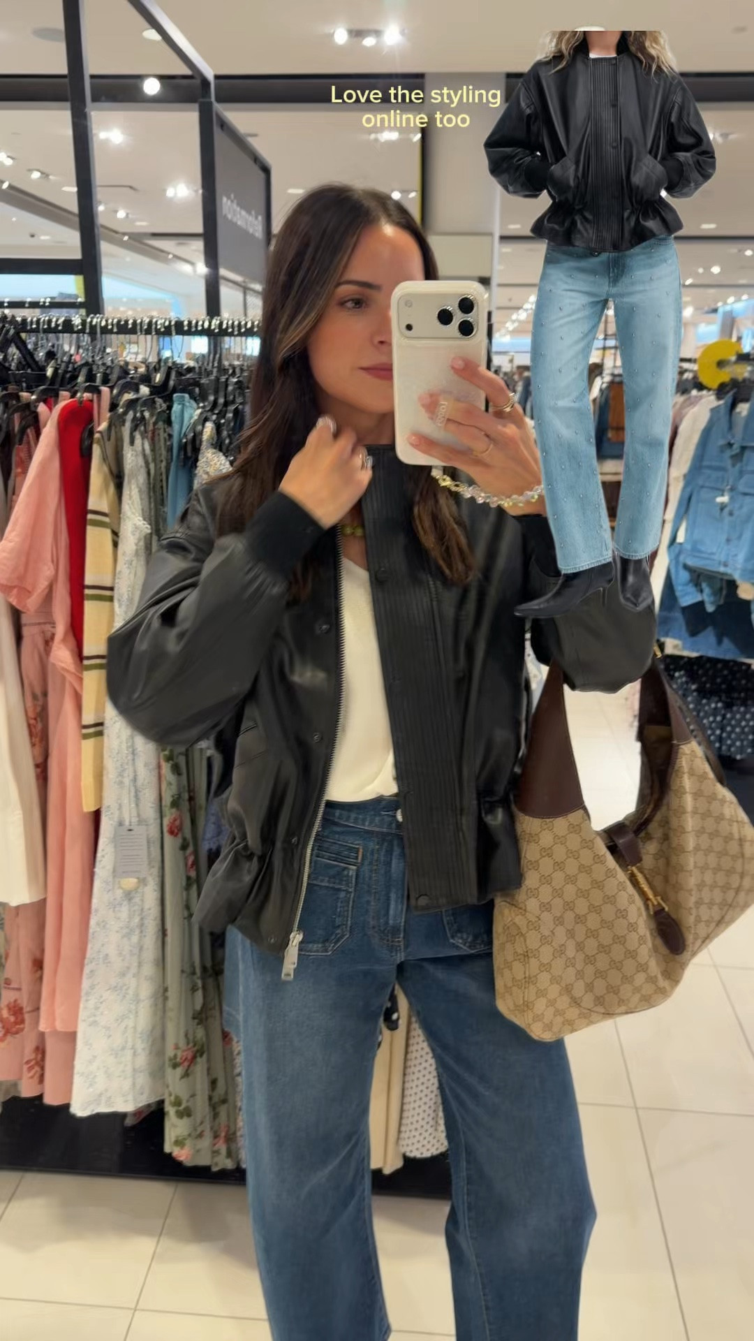 This leather bomber felt like butter and I loved the cinching detail at the waist that made for a unique, feminine twist! A splurge worthy piece. Wearing a 4!

#LTKSaleAlert #LTKSeasonal #LTKdayinmylife