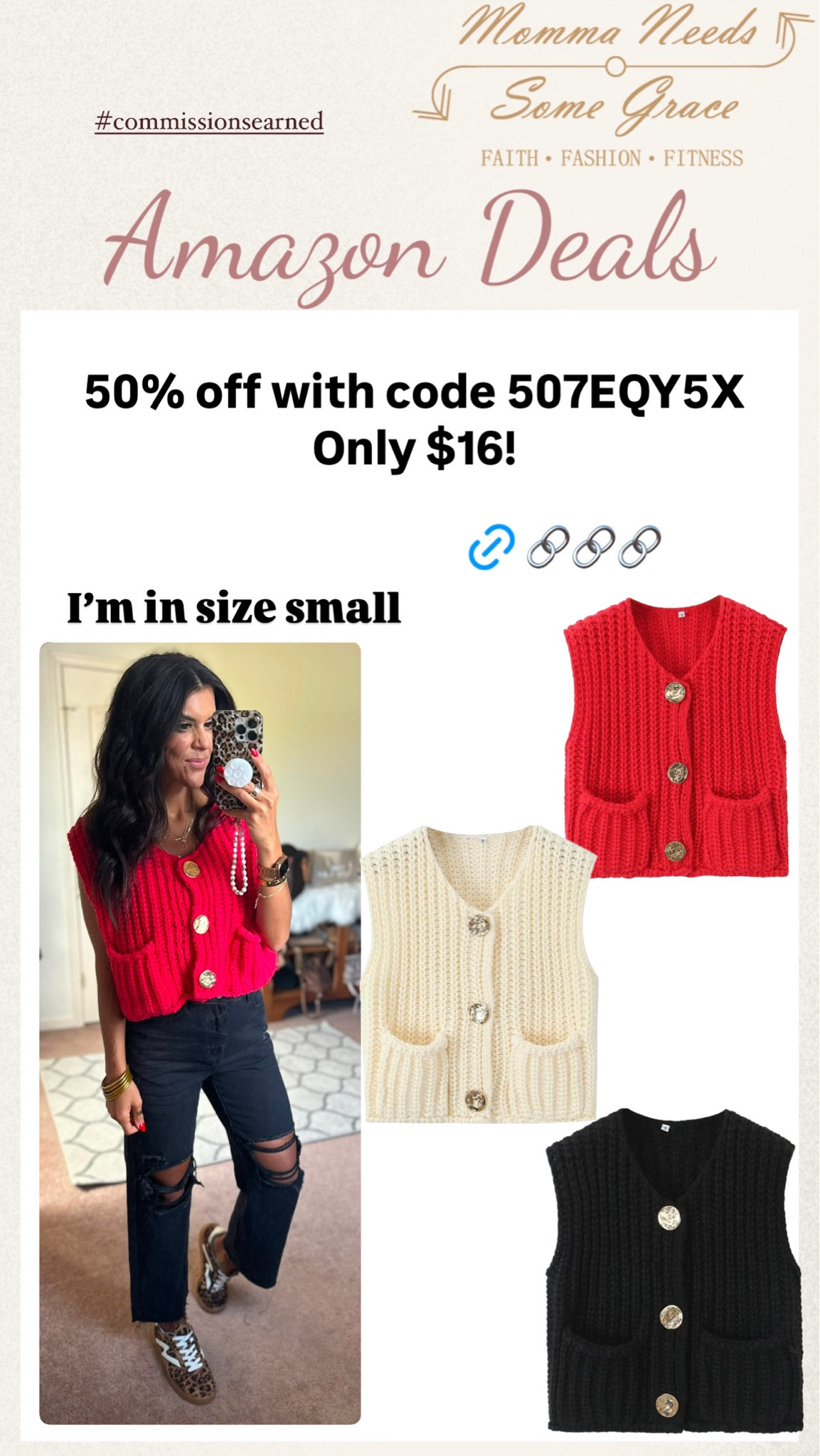 Sweater vest on promo! Only $16! 
I’m wearing a small! 

#LTKFindsUnder100 #LTKSeasonal #LTKSaleAlert