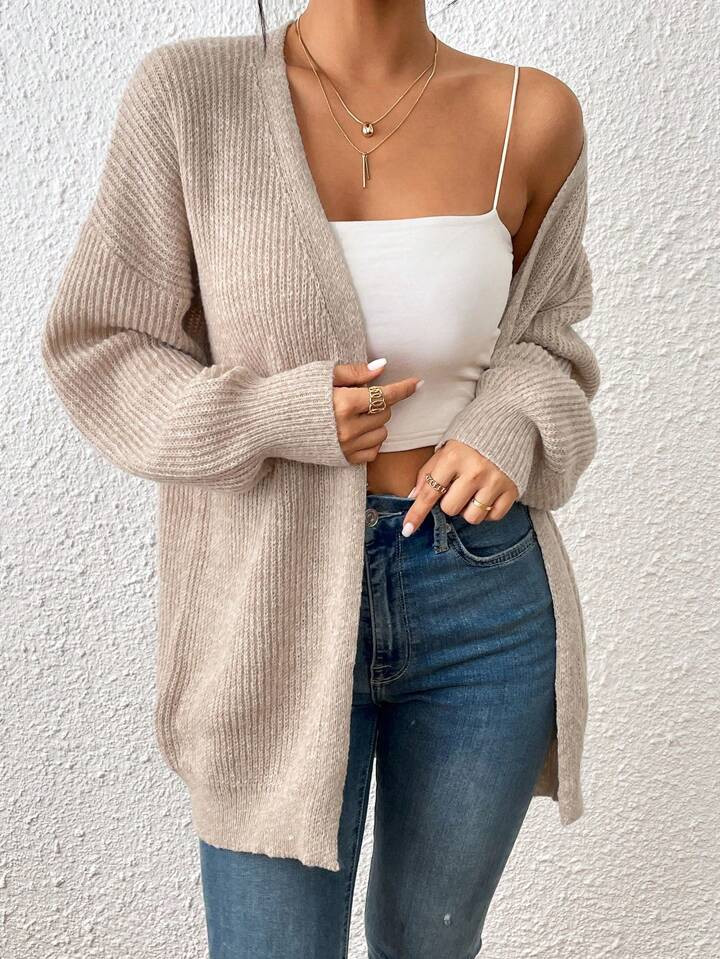 SHEIN Essnce Open Front Drop Shoulder Duster Cardigan | SHEIN