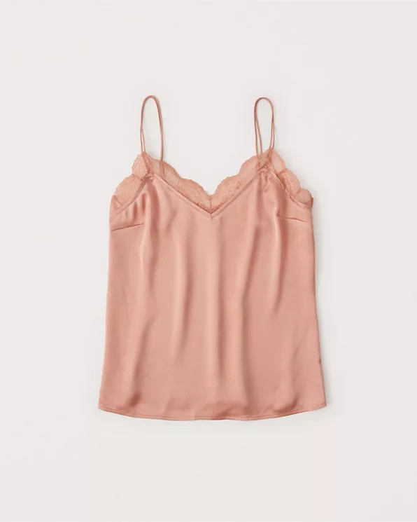 Women's Lace Trim Double Strap Cami | Women's Tops | Abercrombie.com | Abercrombie & Fitch (US)