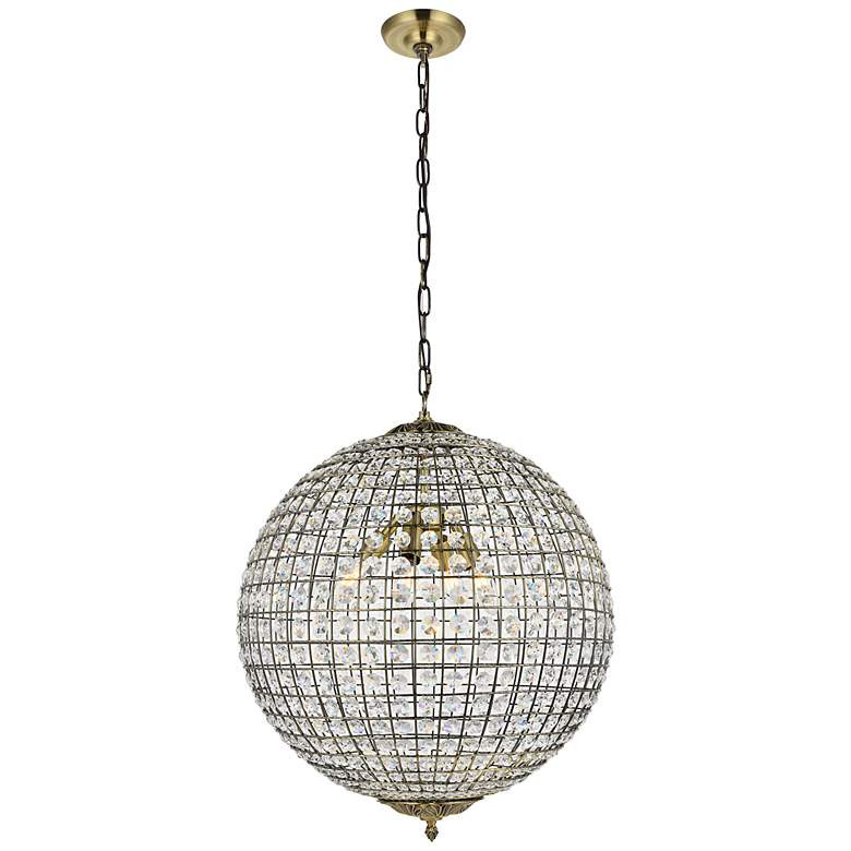 Earlene 20"W Antique Bronze Crystal 4-Light Globe Pendant | Lamps Plus