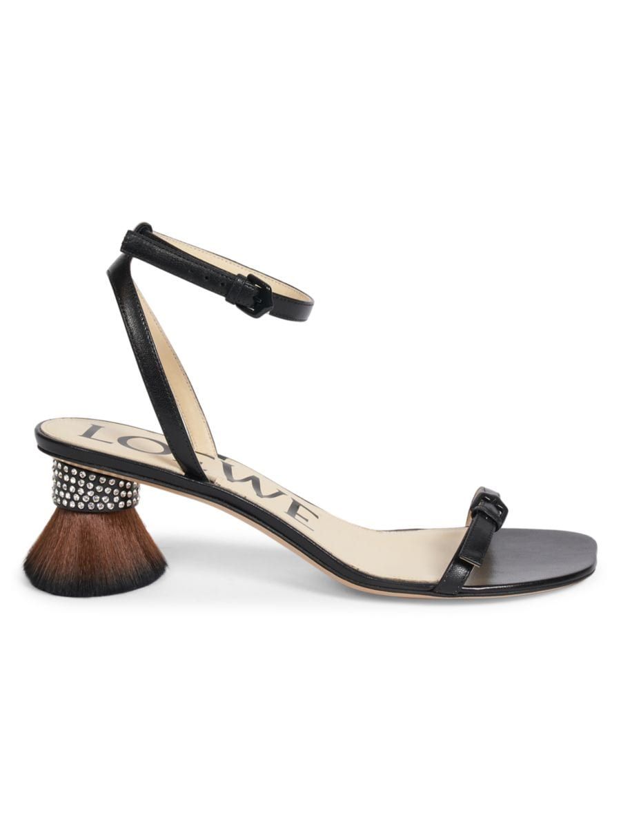 Petal 40MM Leather Brush-Heel Sandals | Saks Fifth Avenue