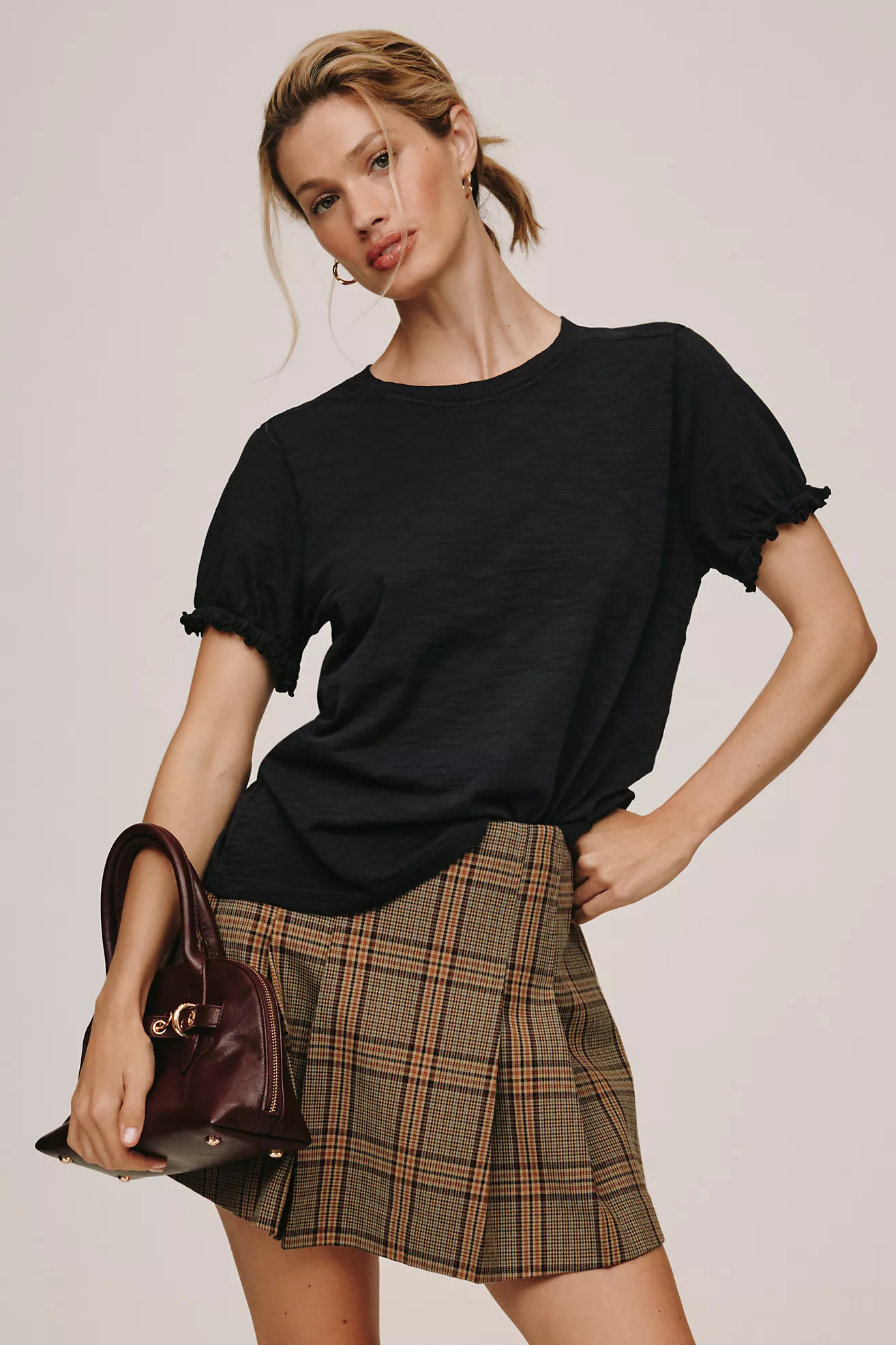 The Bennie Puff-Sleeve Crew-Neck Tee by Pilcro | Anthropologie (US)