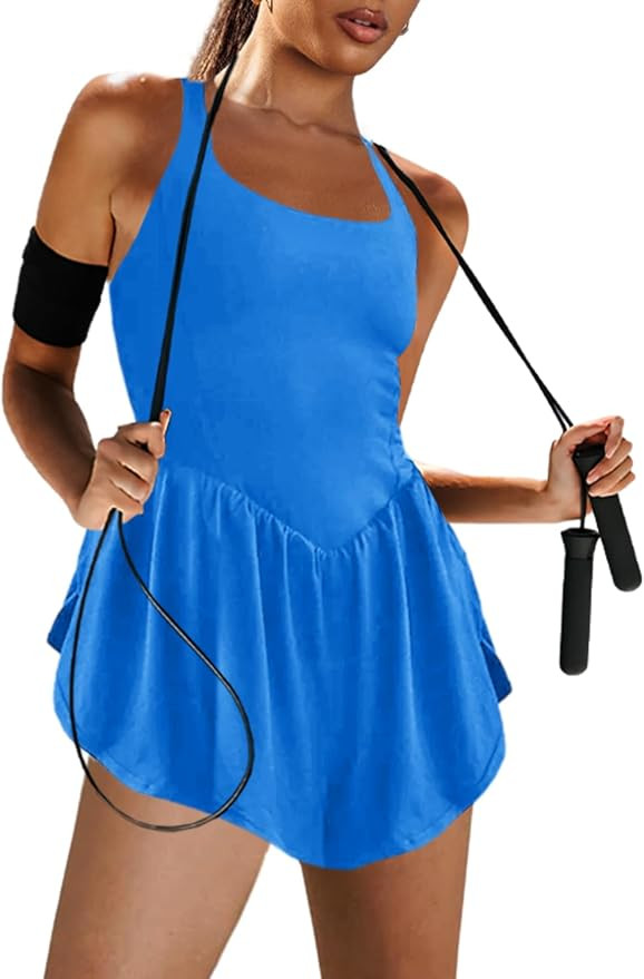 LAMISSCHE Womens Workout Romper Running Onesie Short One Piece Jumpsuits Sleeveless Yoga Unitard | Amazon (US)