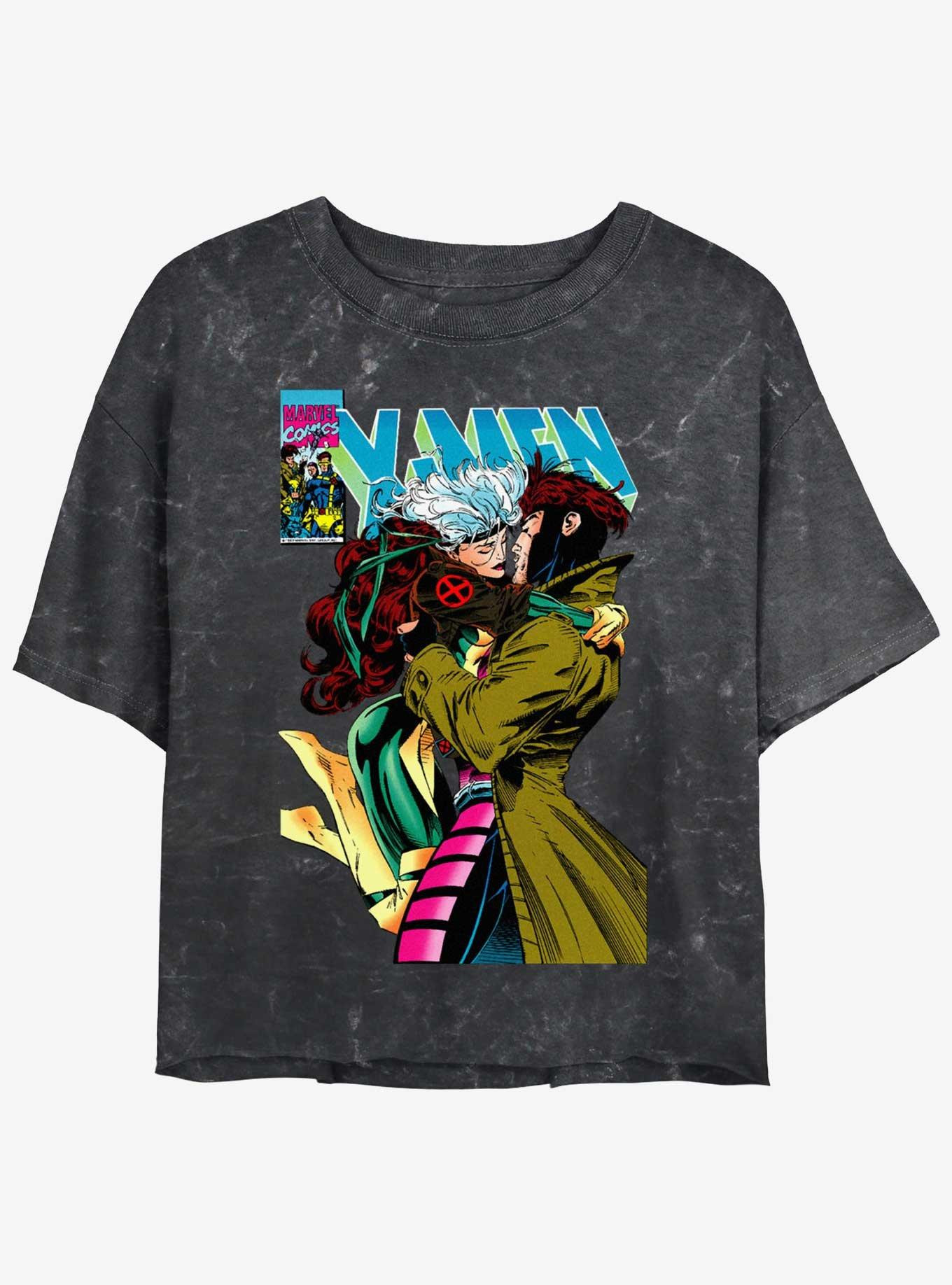 Marvel X-Men '97 Rogue & Gambit 4Eva Girls Mineral Wash Crop T-Shirt | Hot Topic