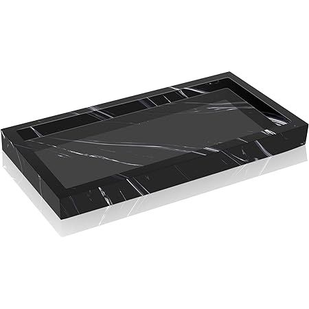 Navaris Black Marble Resin Vanity Tray - 9.25" x 4.92" Bathroom Organizer Dish - Decorative Holde... | Amazon (US)