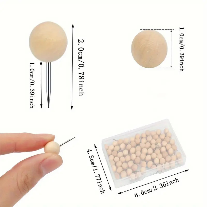 50pcs Round Push Pins Wooden Thumb Tacks For Cork Board Decorative Ball Push Pins Wooden Round He... | Temu Affiliate Program