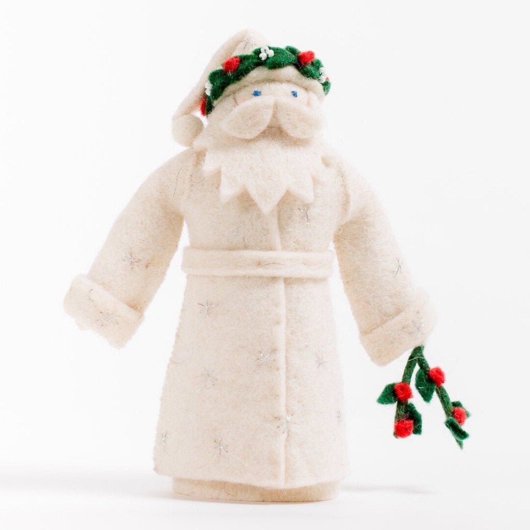 Felt Santa Ornament, White Mistletoe Father Christmas, Felt Christmas Ornament | Etsy (US)
