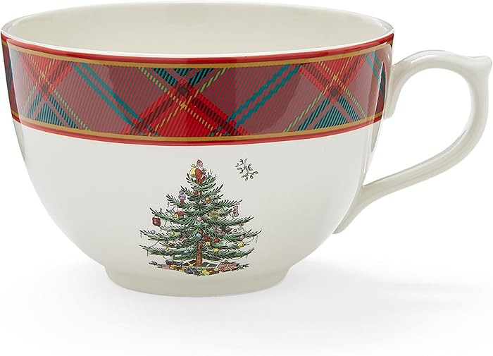 Spode Tartan Christmas Jumbo Mug - 20oz Porcelain Oversized Holiday Coffee Cup with Handle, Dishw... | Amazon (US)