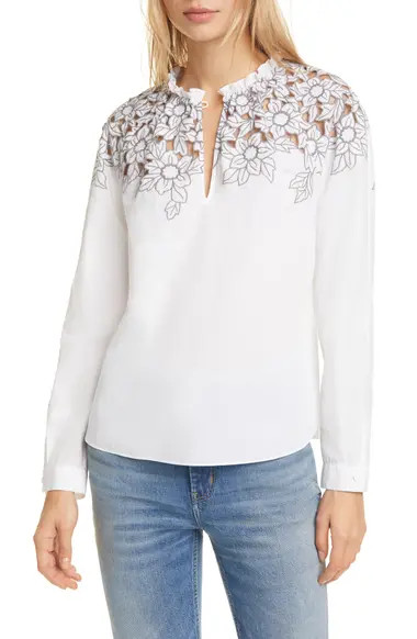 Embroidered Cotton Poplin Blouse | Nordstrom