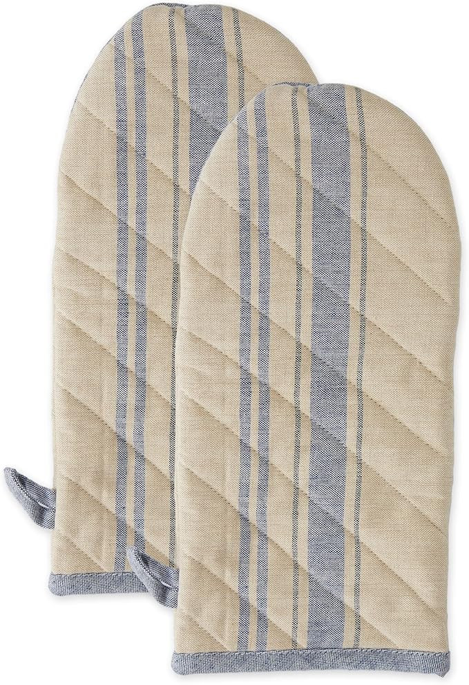 DII French Stripe, Kitchen Collection, Nautical Blue, Oven Mitts, 2 Count | Amazon (US)