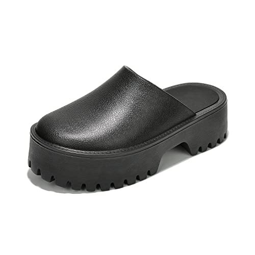 KK PAIR OF KINGS Women's Black Rubber Heights Platform Sandals | Amazon (US)