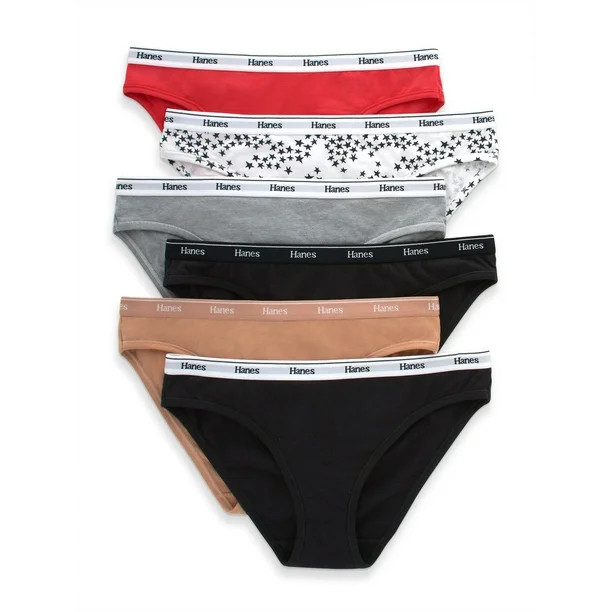 Hanes Originals Women’s Bikini Underwear, Breathable Cotton Stretch, 6-Pack | Walmart (US)