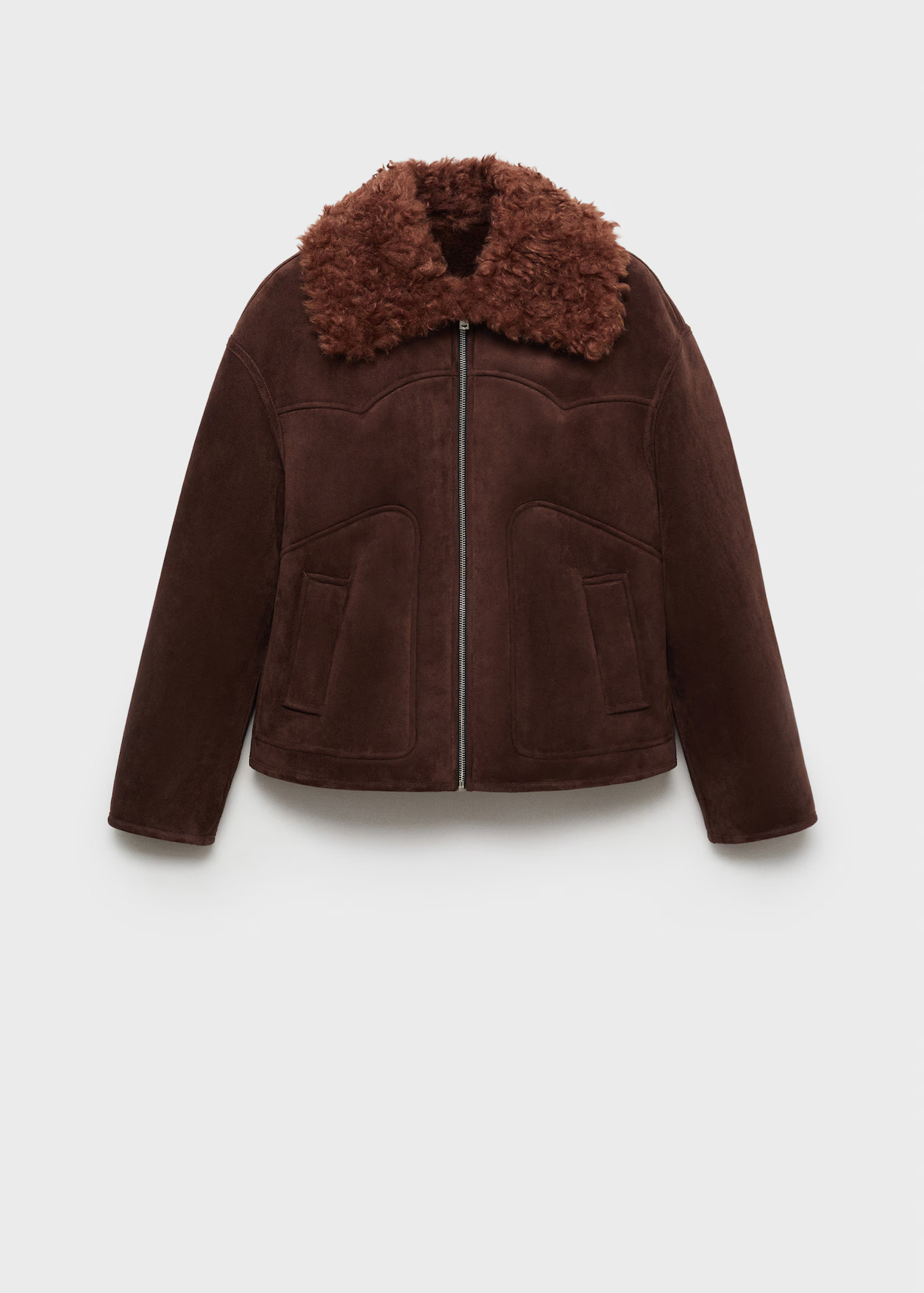 Suede effect shearling collar jacket | Mango (US/MX/AU)