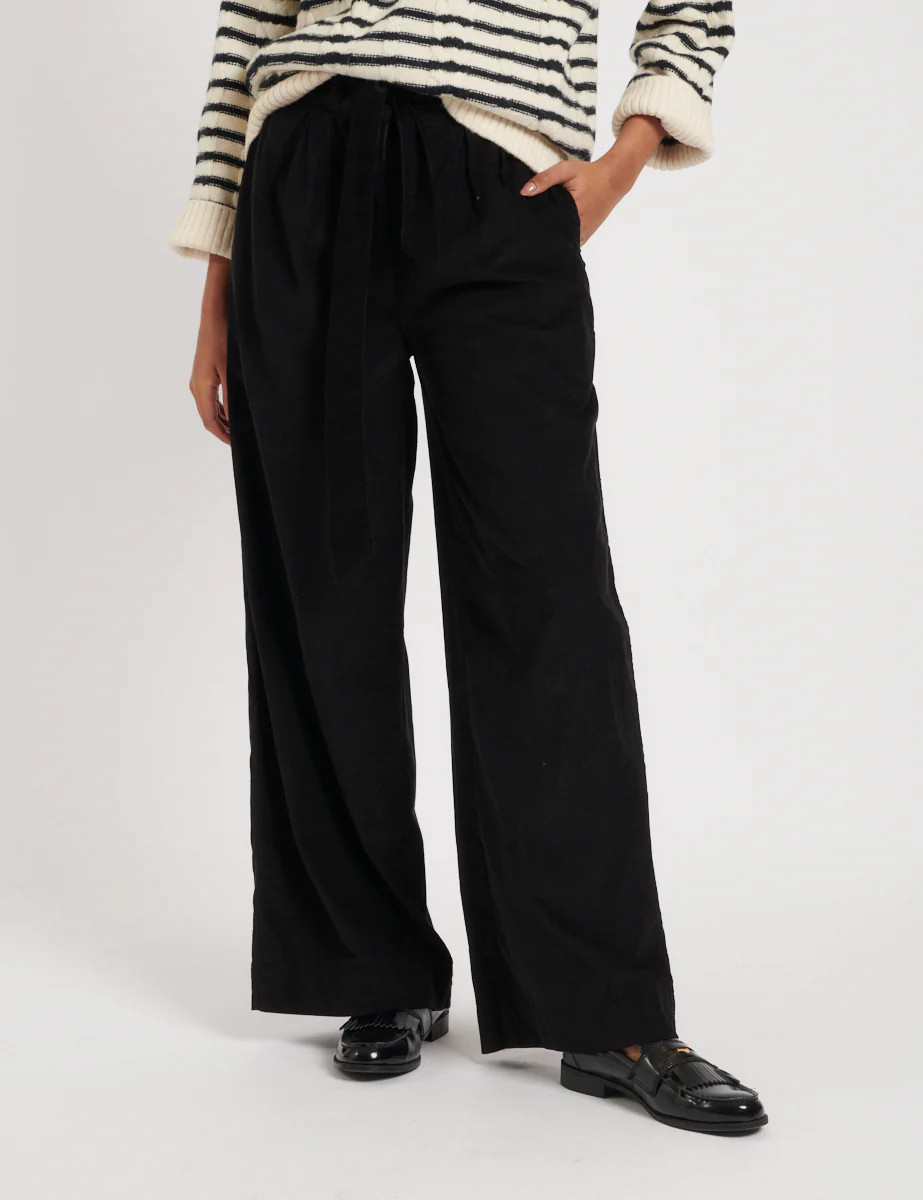 Black Cord Wide Leg Trousers | Nobody's Child