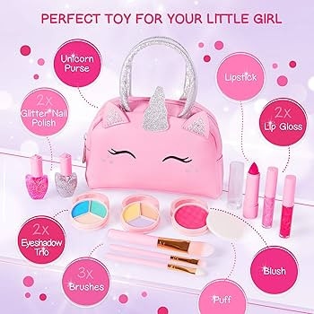 Kids Real Makeup Kit for Little Girls: with Pink Unicorn Purse - Real, Non Toxic, Washable Make U... | Amazon (US)