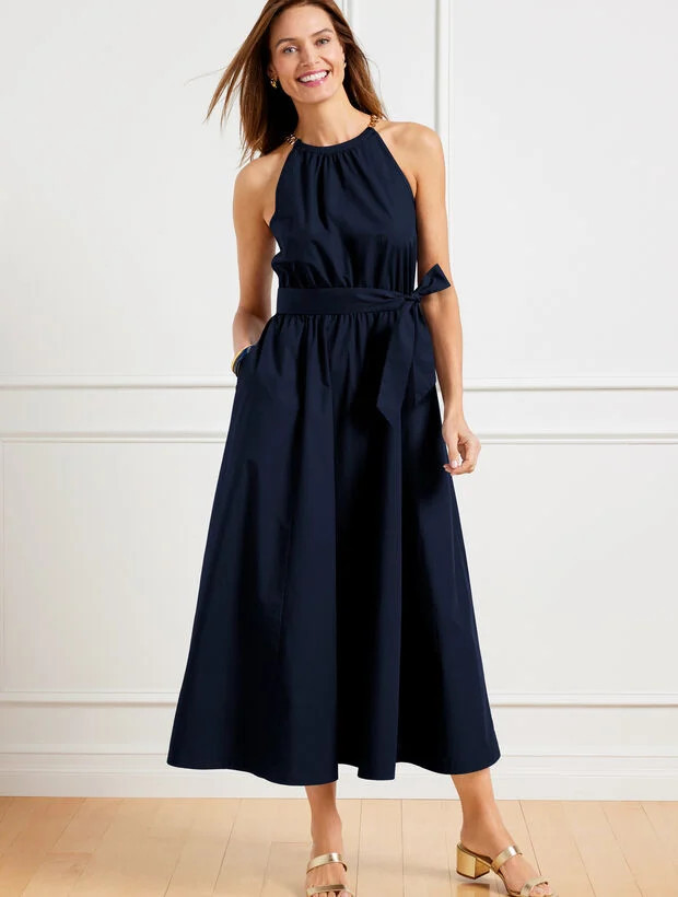 Chain Strap Midi Halter Dress | Talbots