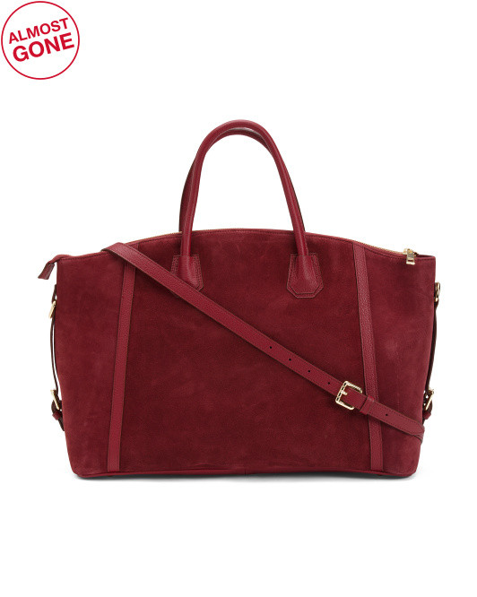 Made In Italy Suede Tote With Double Handles | TJ Maxx