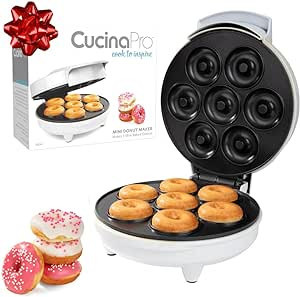 Mini Donut Maker- Electric Non-Stick Surface Makes 7 Small Doughnuts, Decorate, Frost or Ice Your... | Amazon (US)