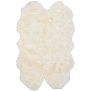 SAFAVIEH Sheep Skin White 4 ft. x 6 ft. Solid Area Rug SHS211A-4 | The Home Depot