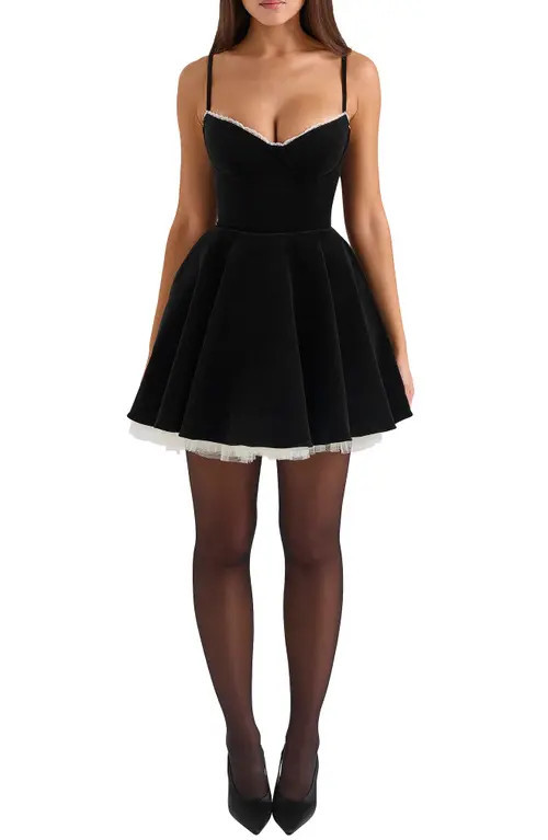 HOUSE OF CB Minimoiselle Bustier Stretch Satin Minidress in Black at Nordstrom, Size X-Small D | Nordstrom