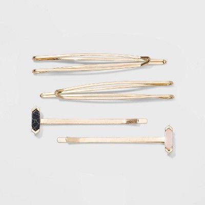 Metal Triangle and Bar Shape Bobby Pins - Universal Thread™ Gold | Target