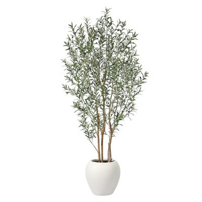 Kazeila 8ft Artificial Olive Tree with 18in White Planter, Faux Trees with Real Branches and Frui... | Target